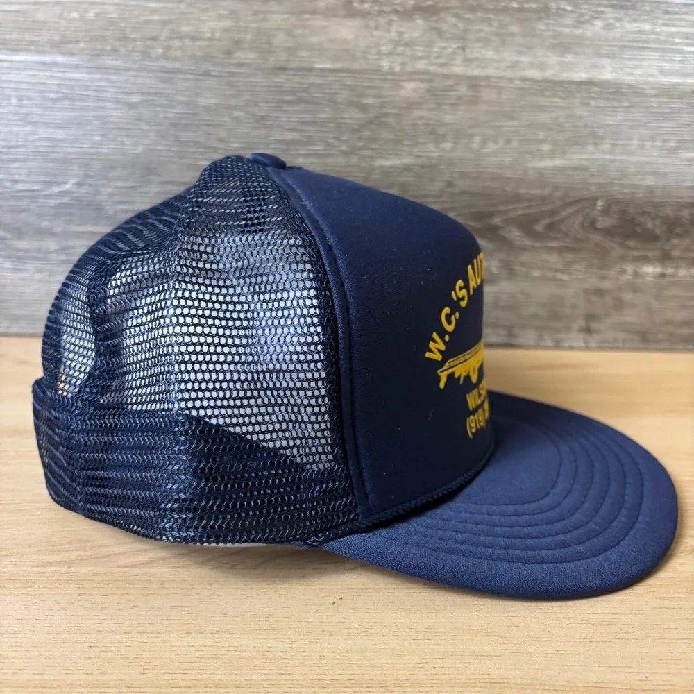 Vintage WC's Auto Service Hat Cap Snap Back Blue Trucker Wilson North‎ Carolina